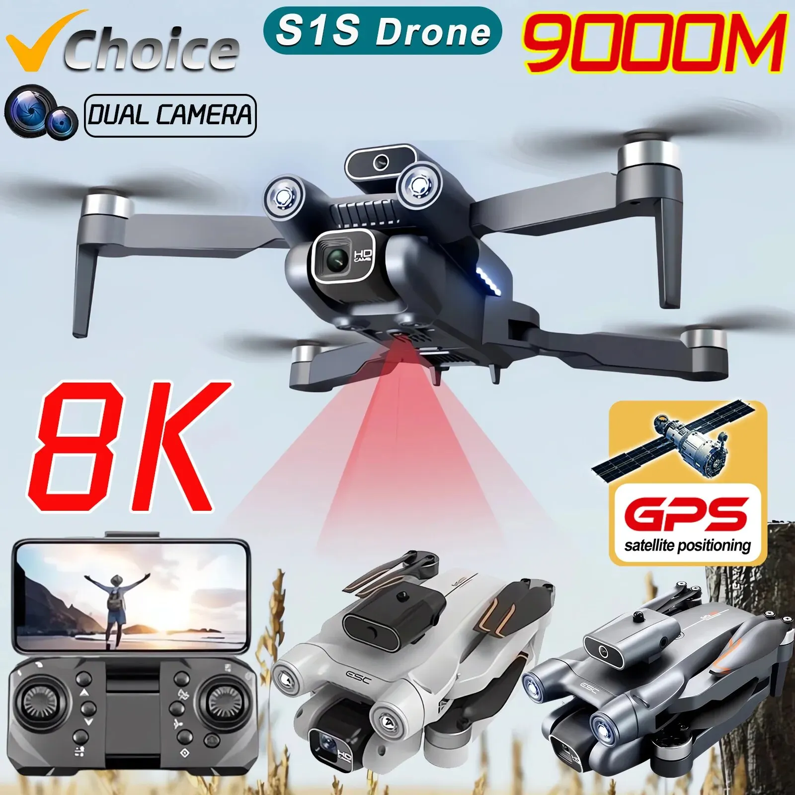 New S1S 5G GPS Drone Camera 8K - Drone Camera 4K 评论和价格